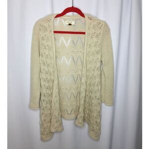 Sonoma Open Knit Cardigan Sweater Long Slve Acrylic Beige Jacket Womens Large